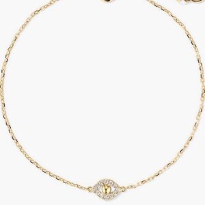 2 Mejuri Evil Eye Gold Chain Bracelets 14k gold and natural diamonds.